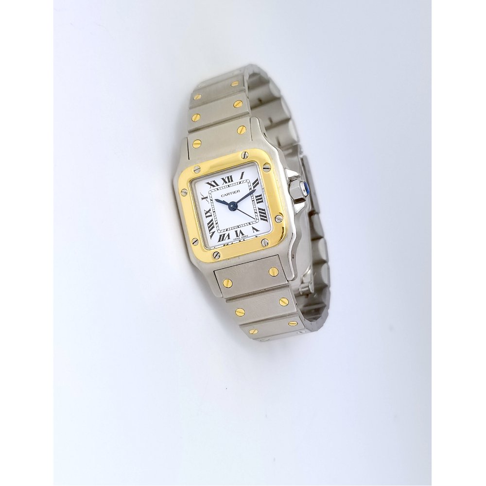 Montre CARTIER - Santos Carrée - auto - or/acier - PM (femme)-photo-3