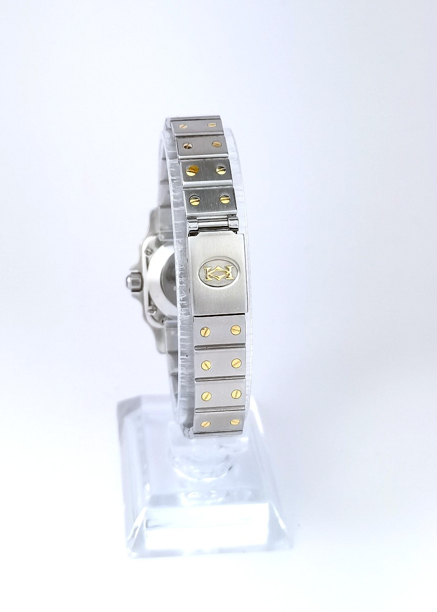 Montre CARTIER - Santos Carrée - auto - or/acier - PM (femme)-photo-3