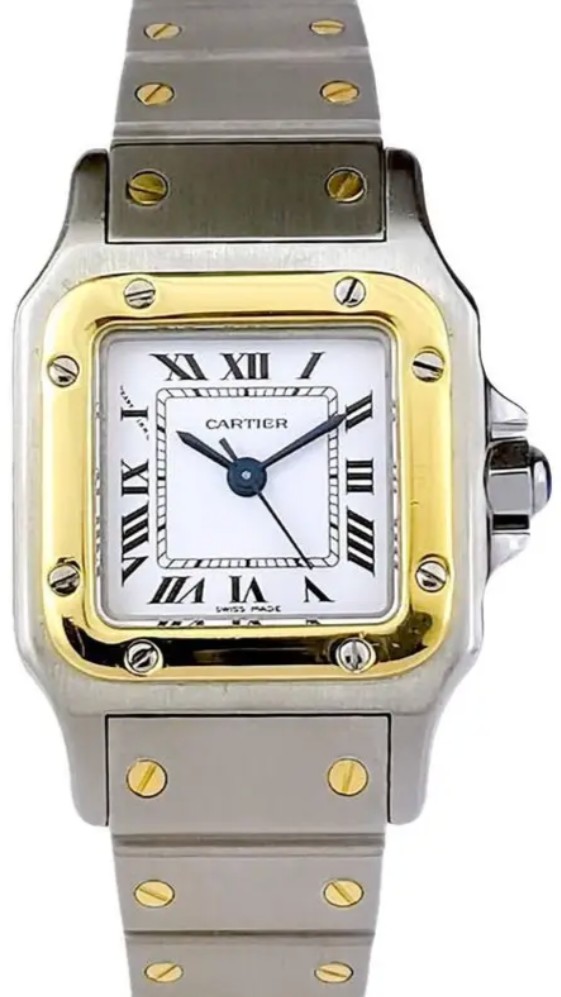 Montre CARTIER - Santos Carrée - auto - or/acier - PM (femme)