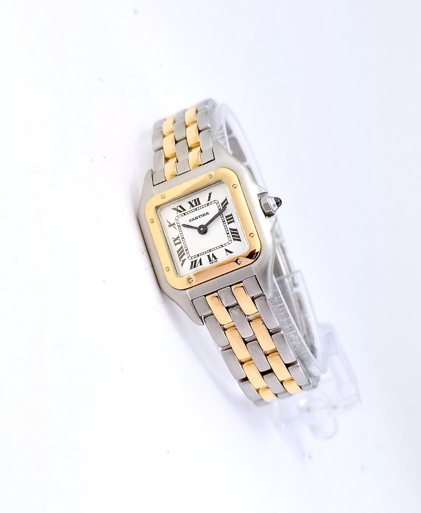Montre CARTIER - Panthère - or/acier - 2 rangs d'or - Petit modèle (femme)-photo-2