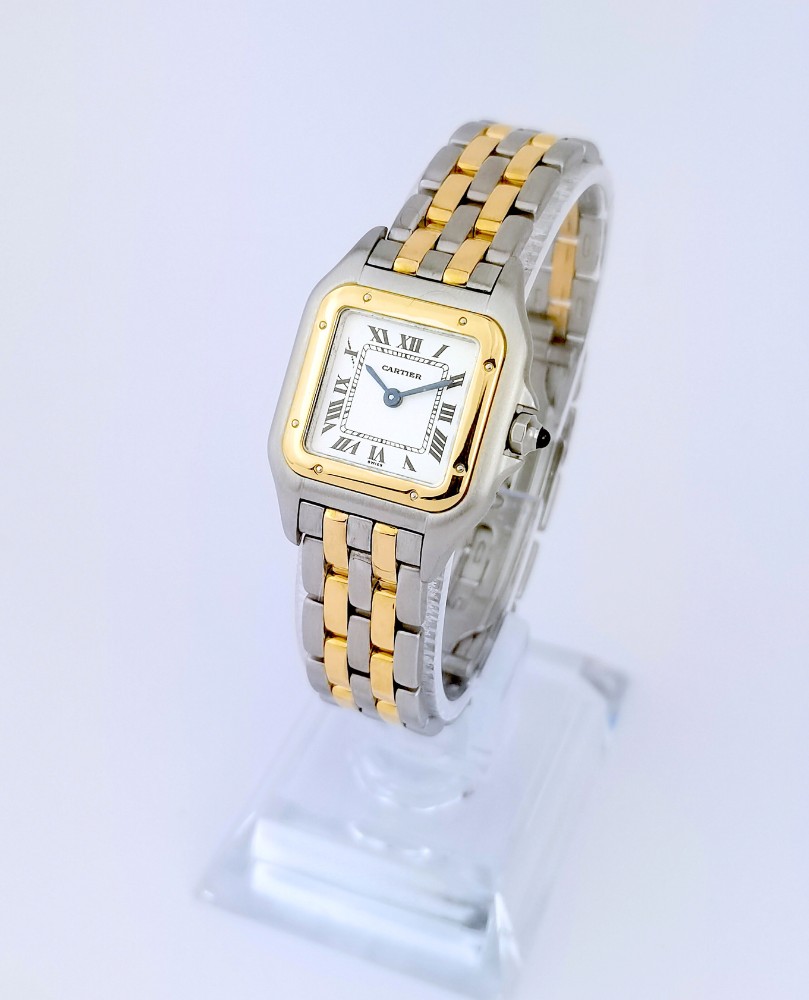 Montre CARTIER - Panthère - or/acier - 2 rangs d'or - Petit modèle (femme)-photo-4