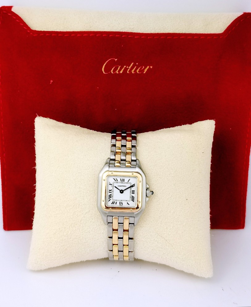 Montre CARTIER - Panthère - or/acier - 2 rangs d'or - Petit modèle (femme)-photo-2