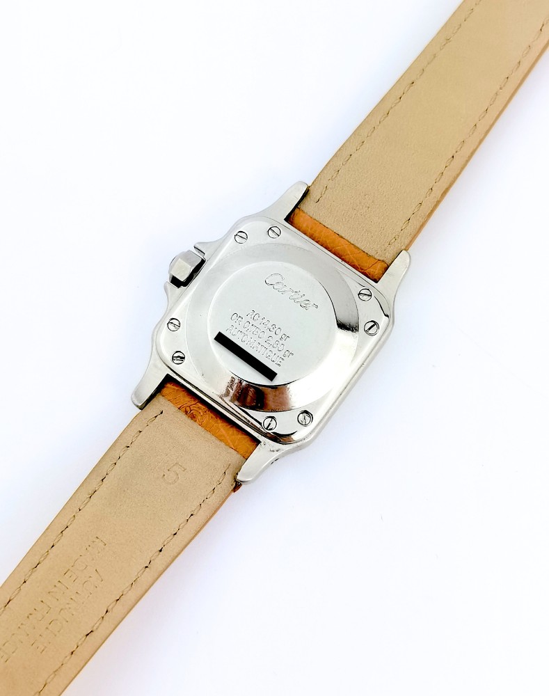 Cartier Santos Square Watch - Gold/steel/leather - Automatic - Small Model-photo-1