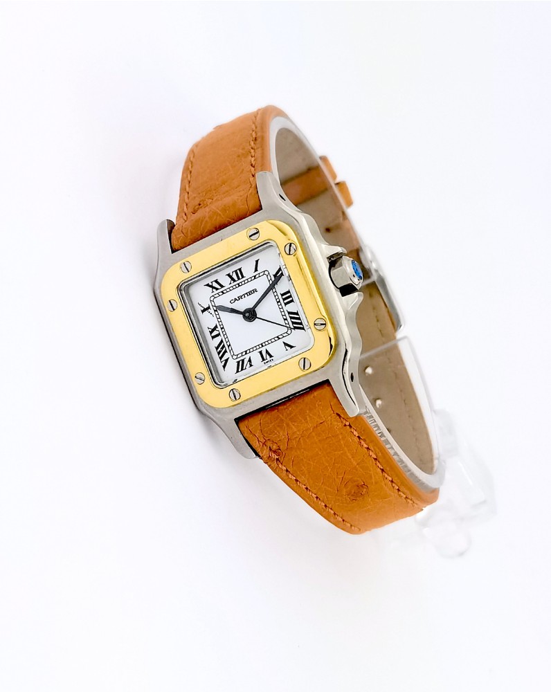 Cartier Santos Square Watch - Gold/steel/leather - Automatic - Small Model-photo-2