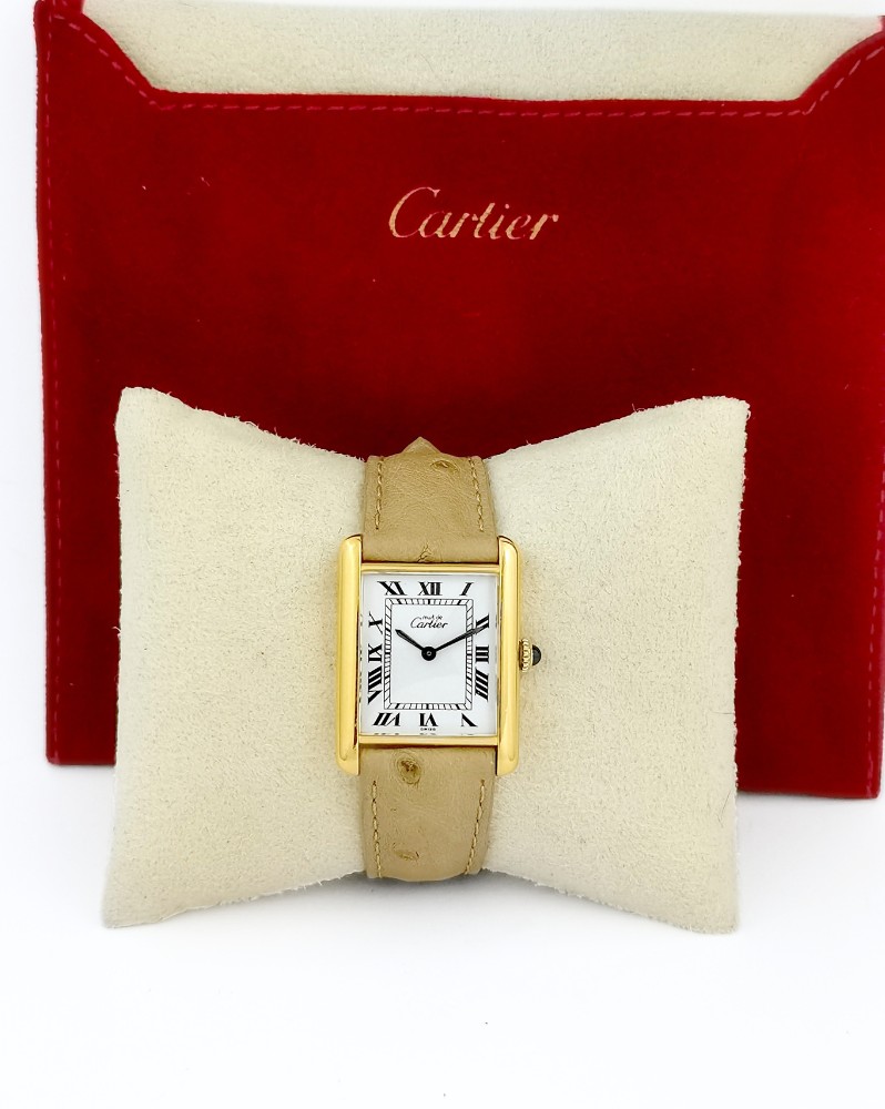 Cartier Watch - Must Tank - Vermeil - Mechanical - Large Vintage Model (unisex)-photo-4
