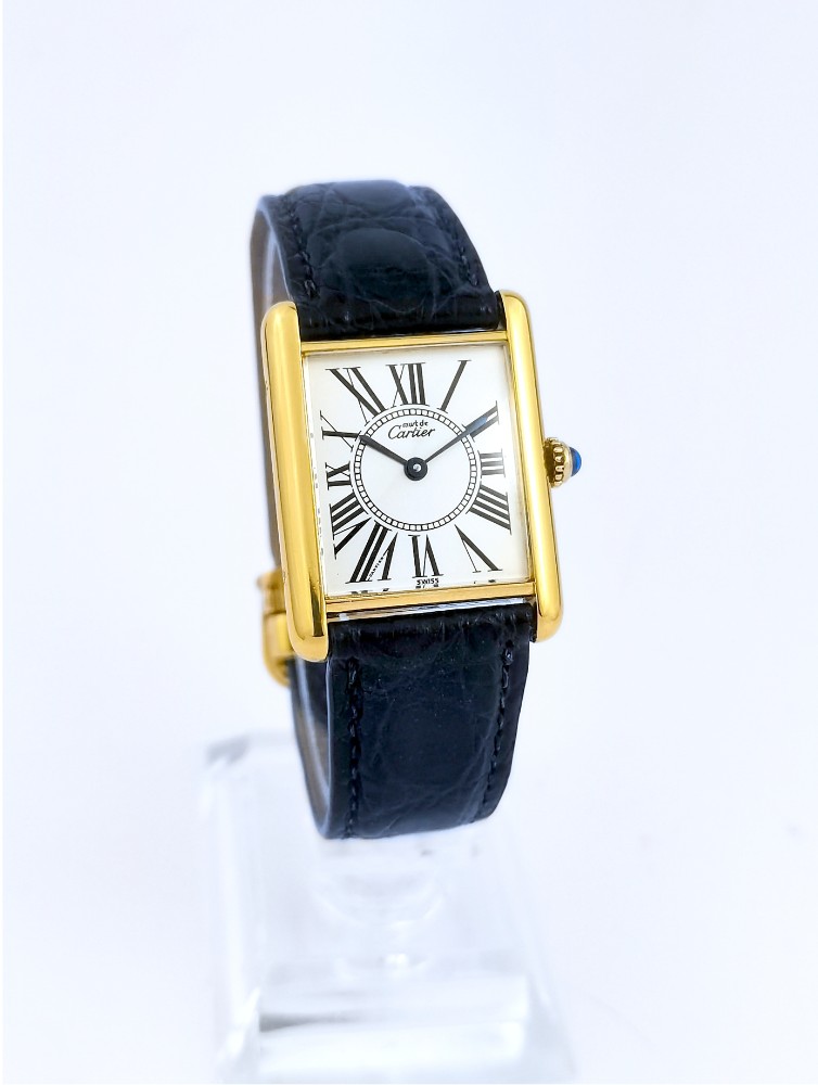 Cartier Watch - Must Tank - Opaline Dial - Vermeil - Large Vintage Model (unisex)-photo-2