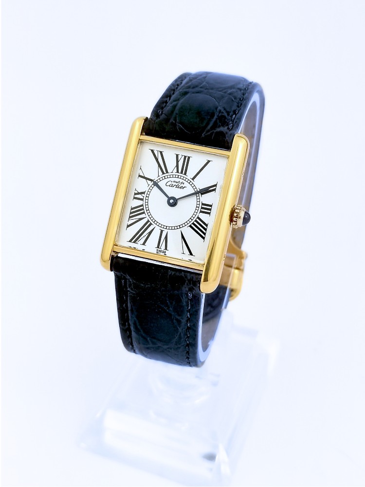 Cartier Watch - Must Tank - Opaline Dial - Vermeil - Large Vintage Model (unisex)-photo-3