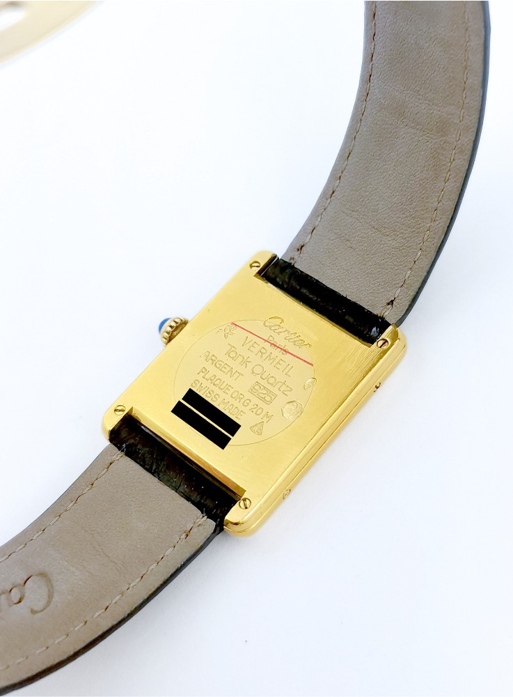 Cartier Watch - Must Tank - Opaline Dial - Vermeil - Large Vintage Model (unisex)-photo-4