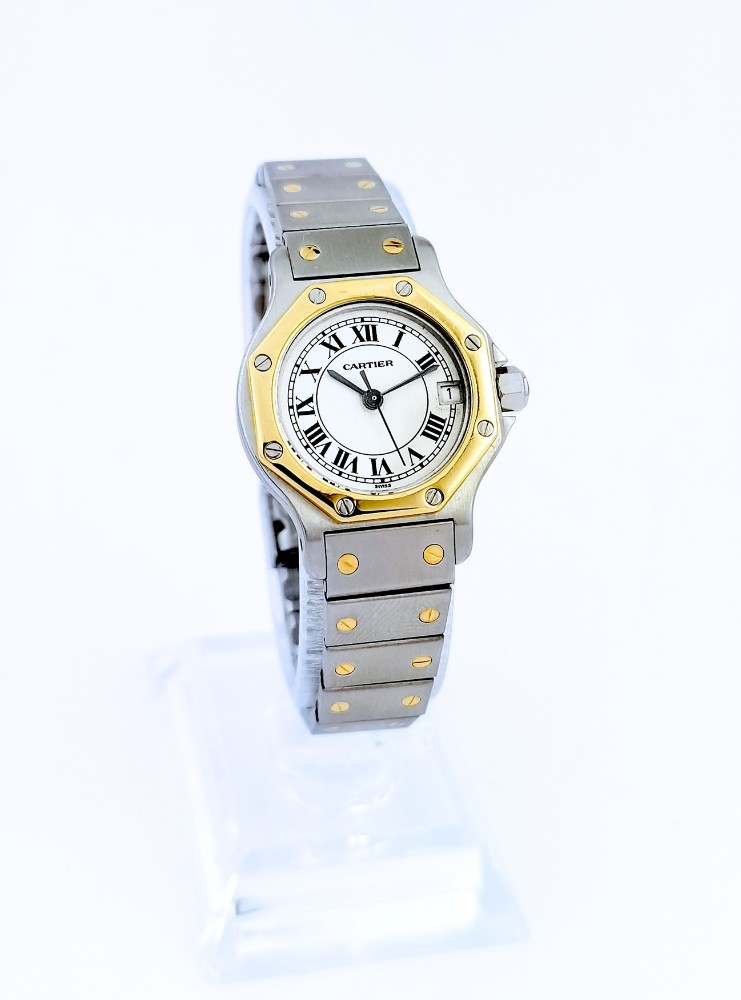 Cartier - Santos Octagonal - Gold And Steel - Quartz - Small Model (ladies)-photo-2