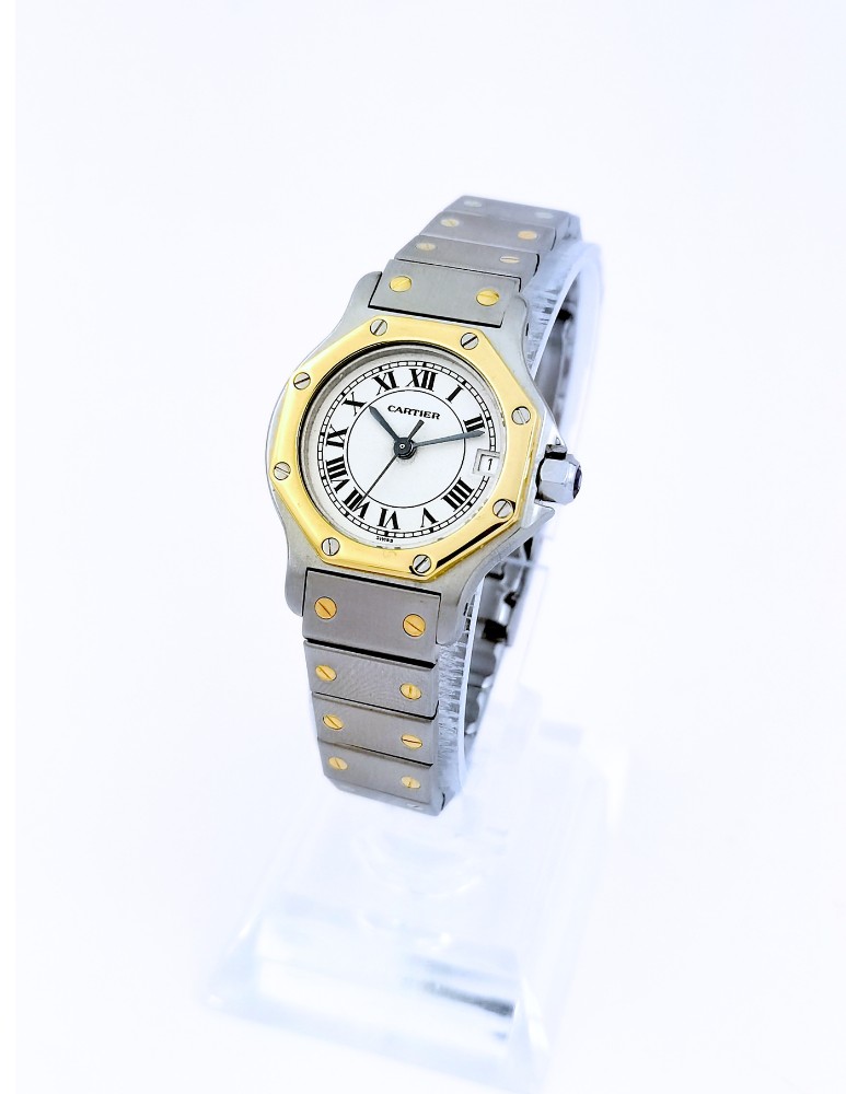 Cartier - Santos Octagonal - Gold And Steel - Quartz - Small Model (ladies)-photo-3