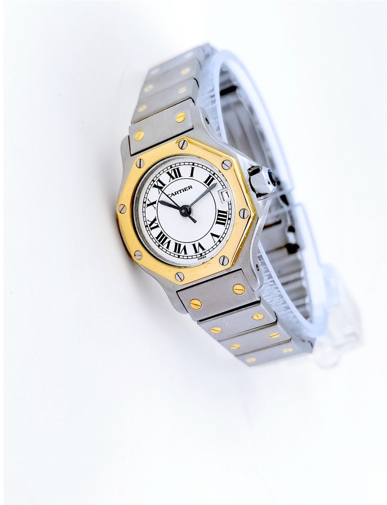 Cartier - Santos Octagonal - Gold And Steel - Quartz - Small Model (ladies)-photo-4