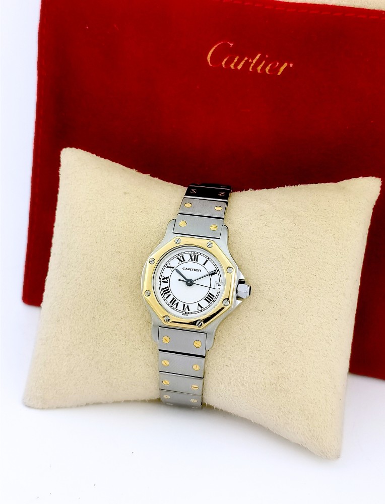 Cartier - Santos Octagonal - Gold And Steel - Quartz - Small Model (ladies)-photo-5