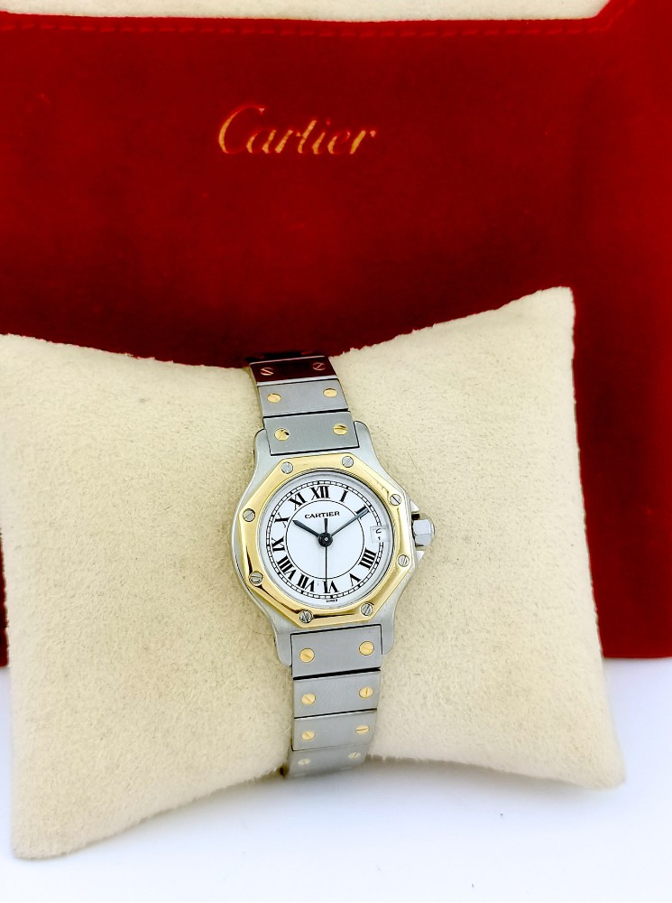 Cartier - Santos Octagonal - Gold And Steel - Quartz - Small Model (ladies)-photo-6