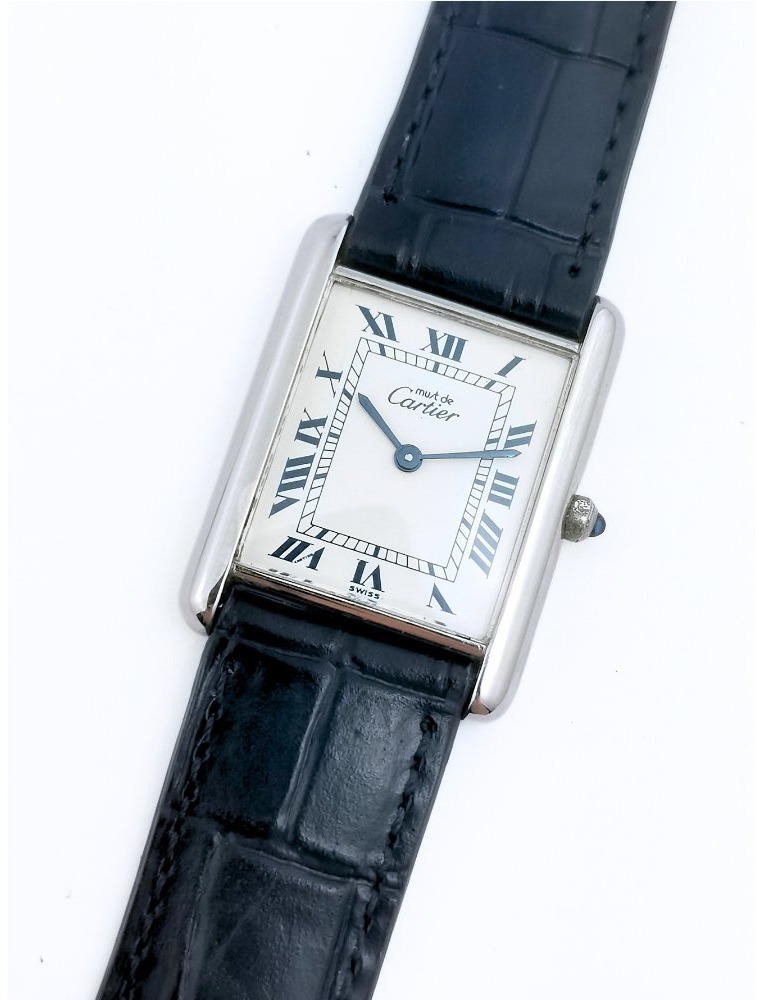 Montre CARTIER - Must Tank - argent rhodié - quartz - Grand modèle vintage-photo-3
