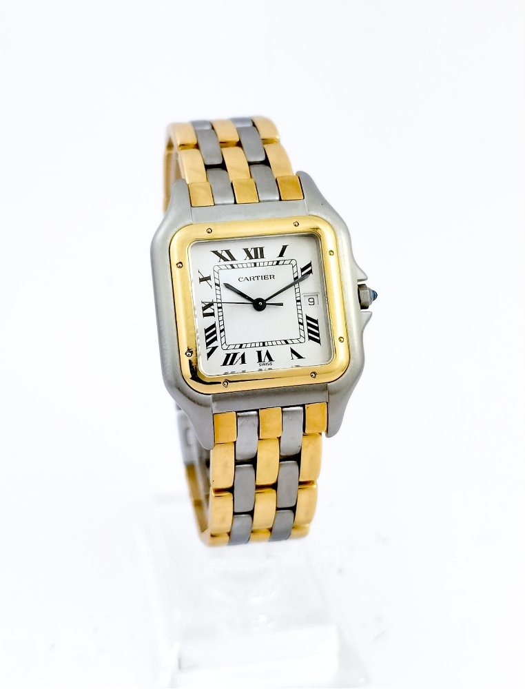 Cartier Watch - Panther - Gold And Steel, 3 Rows Of Gold - 29 Mm - Full Set (unisex)-photo-2