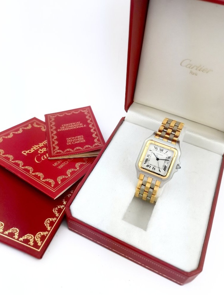 Cartier Watch - Panther - Gold And Steel, 3 Rows Of Gold - 29 Mm - Full Set (unisex)-photo-3