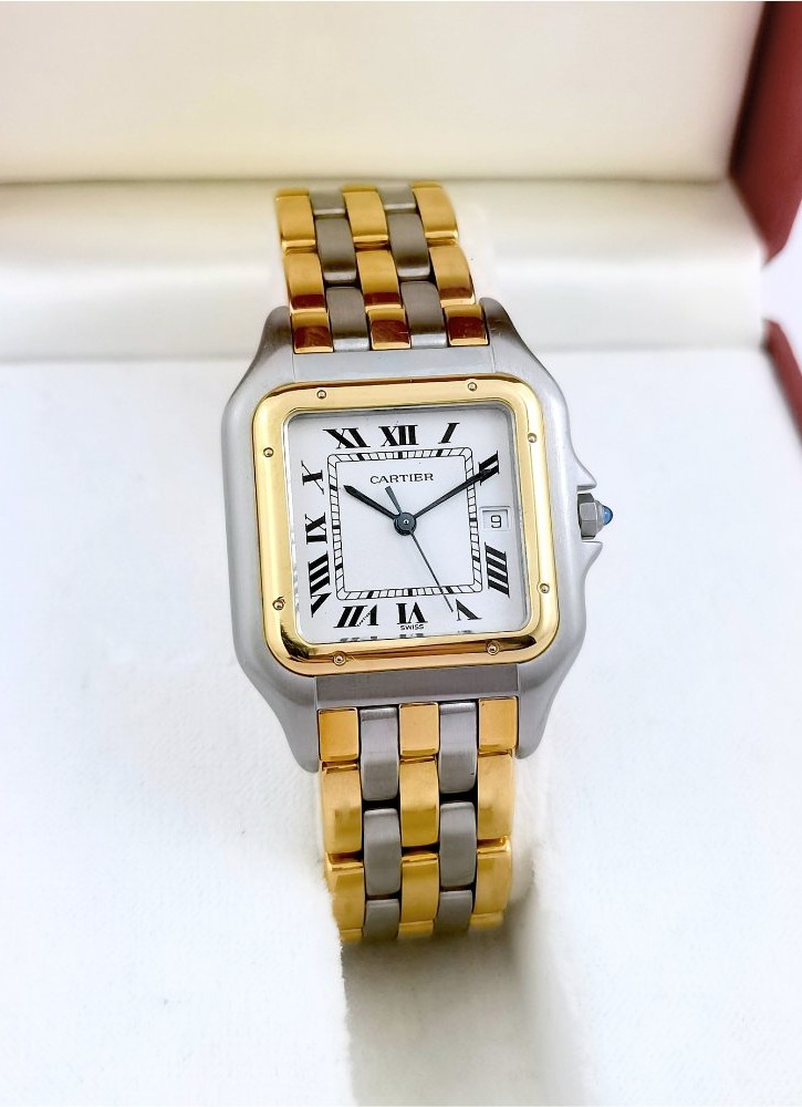Cartier Watch - Panther - Gold And Steel, 3 Rows Of Gold - 29 Mm - Full Set (unisex)-photo-5