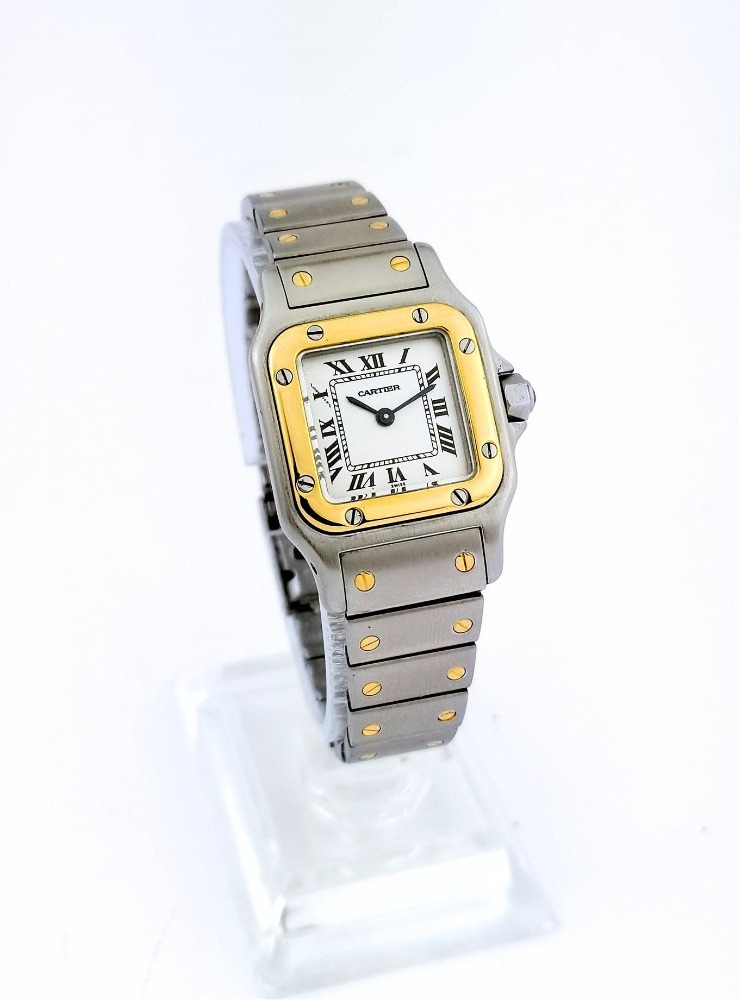 Montre CARTIER - Santos Galbée - or/acier - quartz - Petit modèle (femme)-photo-2