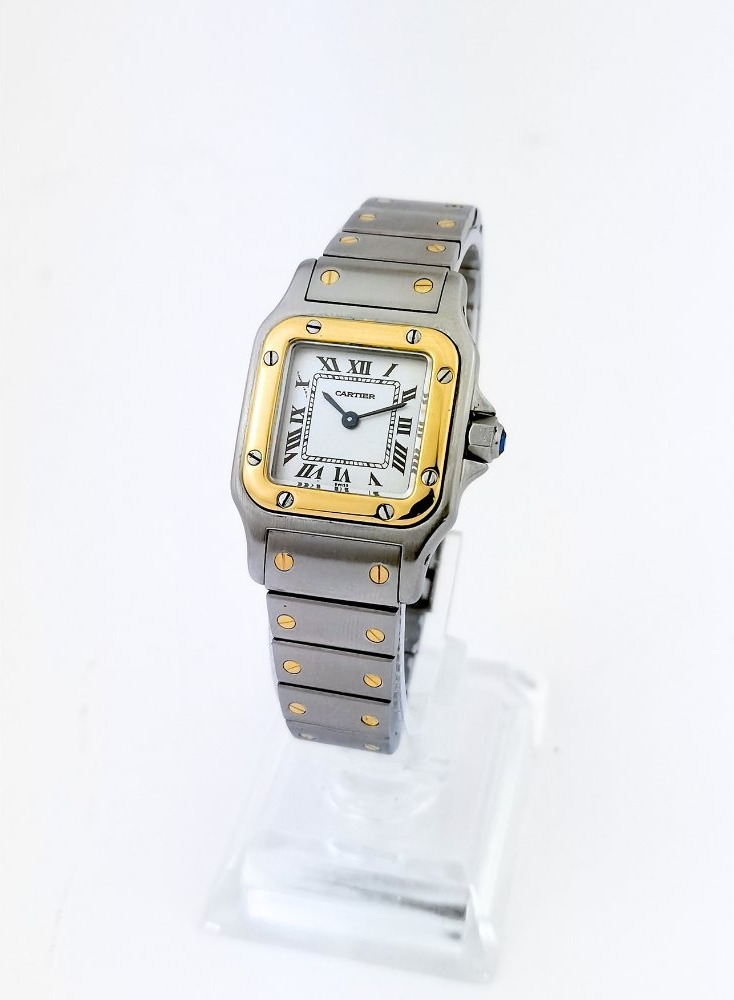Montre CARTIER - Santos Galbée - or/acier - quartz - Petit modèle (femme)-photo-3