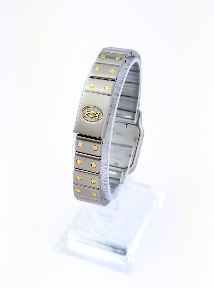 Montre CARTIER - Santos Galbée - or/acier - quartz - Petit modèle (femme)-photo-1