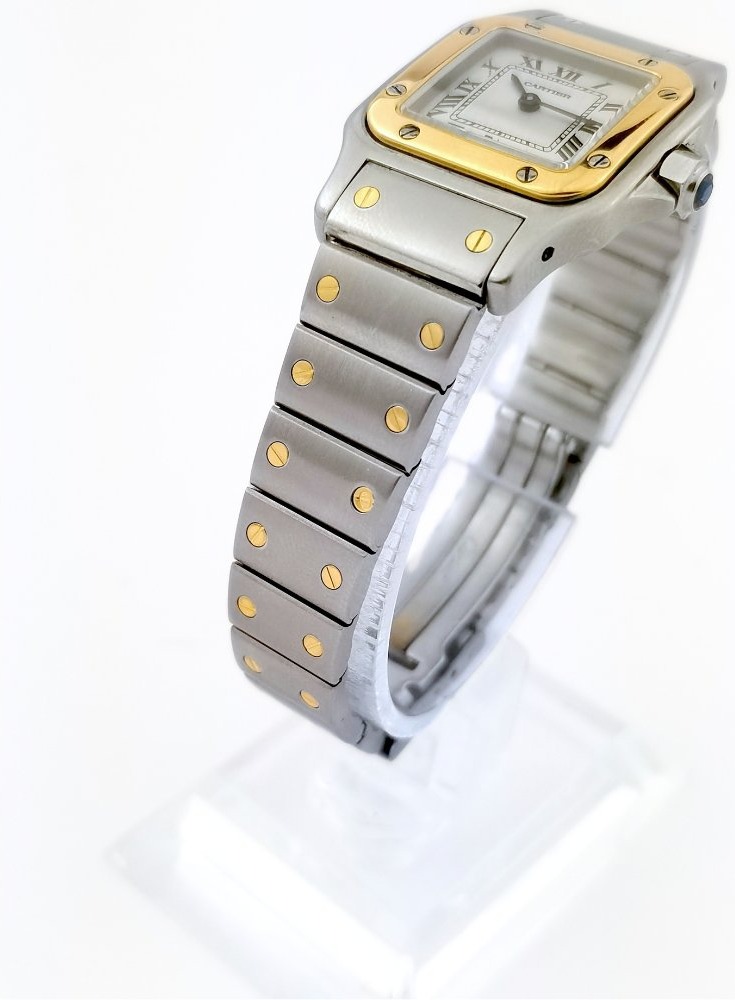 Montre CARTIER - Santos Galbée - or/acier - quartz - Petit modèle (femme)-photo-4