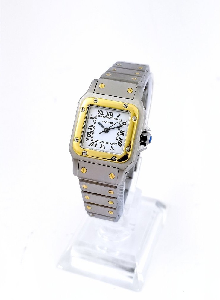 Montre CARTIER - Santos Carrée - or/acier - automatique - Petit modèle (femme)-photo-3