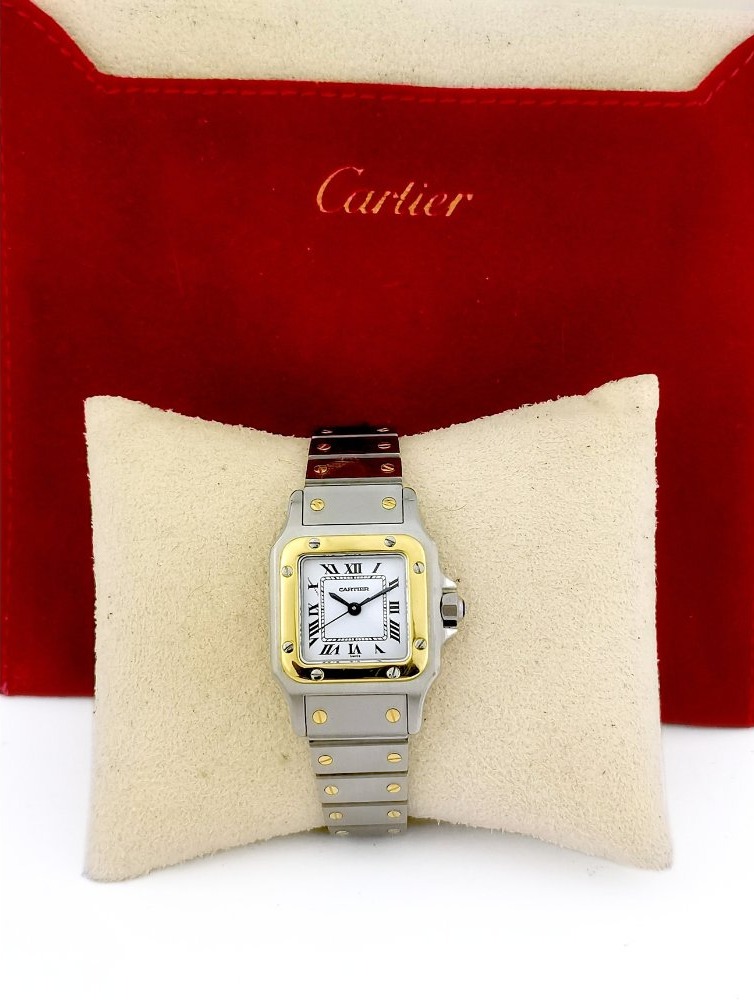 Montre CARTIER - Santos Carrée - or/acier - automatique - Petit modèle (femme)-photo-3