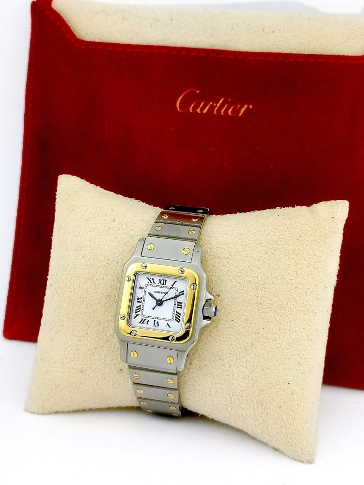 Montre CARTIER - Santos Carrée - or/acier - automatique - Petit modèle (femme)-photo-4