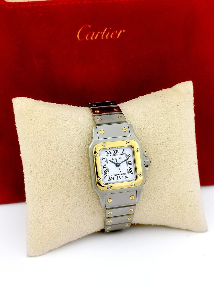 Montre CARTIER - Santos Carrée - or/acier - automatique - Petit modèle (femme)-photo-5