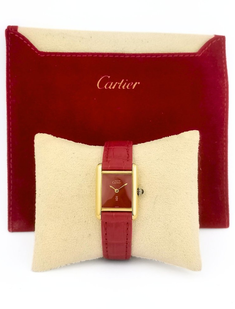 Cartier Watch - Must Tank - Vermilion Dial - Mechanical - Small Model (women's)-photo-4