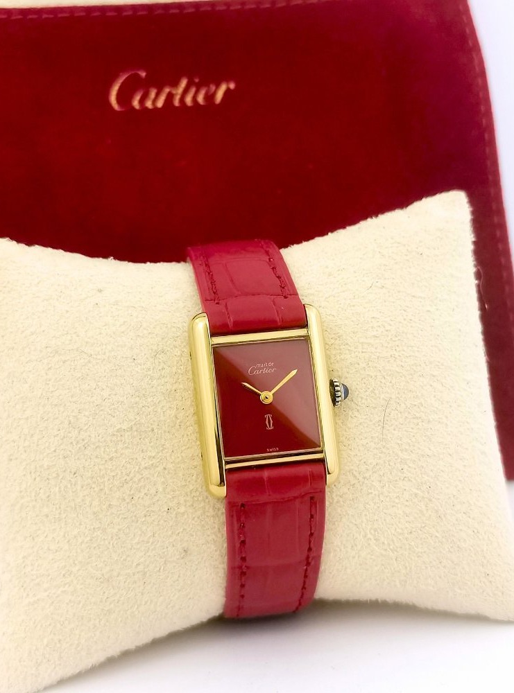 Cartier Watch - Must Tank - Vermilion Dial - Mechanical - Small Model (women's)-photo-5