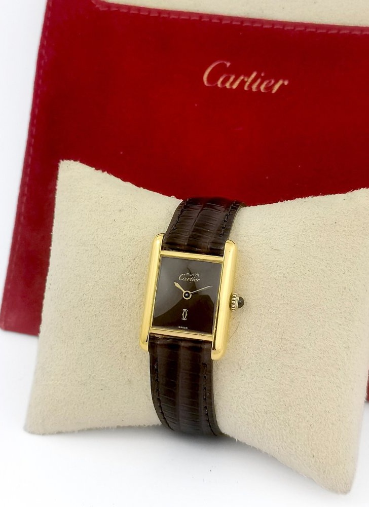 Montre CARTIER - Must Tank - cadran brun - mécanique - Petit modèle (femme)-photo-5