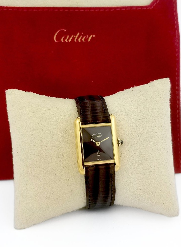 Montre CARTIER - Must Tank - cadran brun - mécanique - Petit modèle (femme)-photo-6
