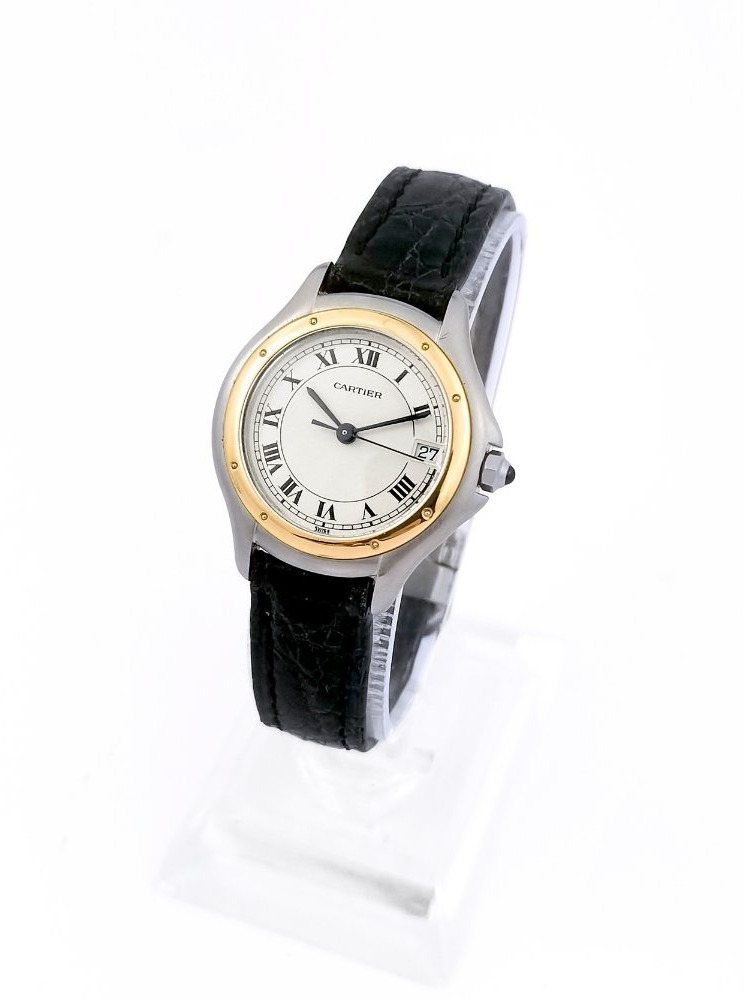 Montre CARTIER - Cougar - or/acier/cuir - Petit modèle (femme) -photo-4