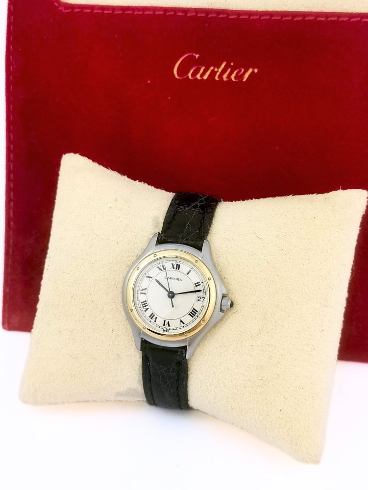 Montre CARTIER - Cougar - or/acier/cuir - Petit modèle (femme) -photo-4