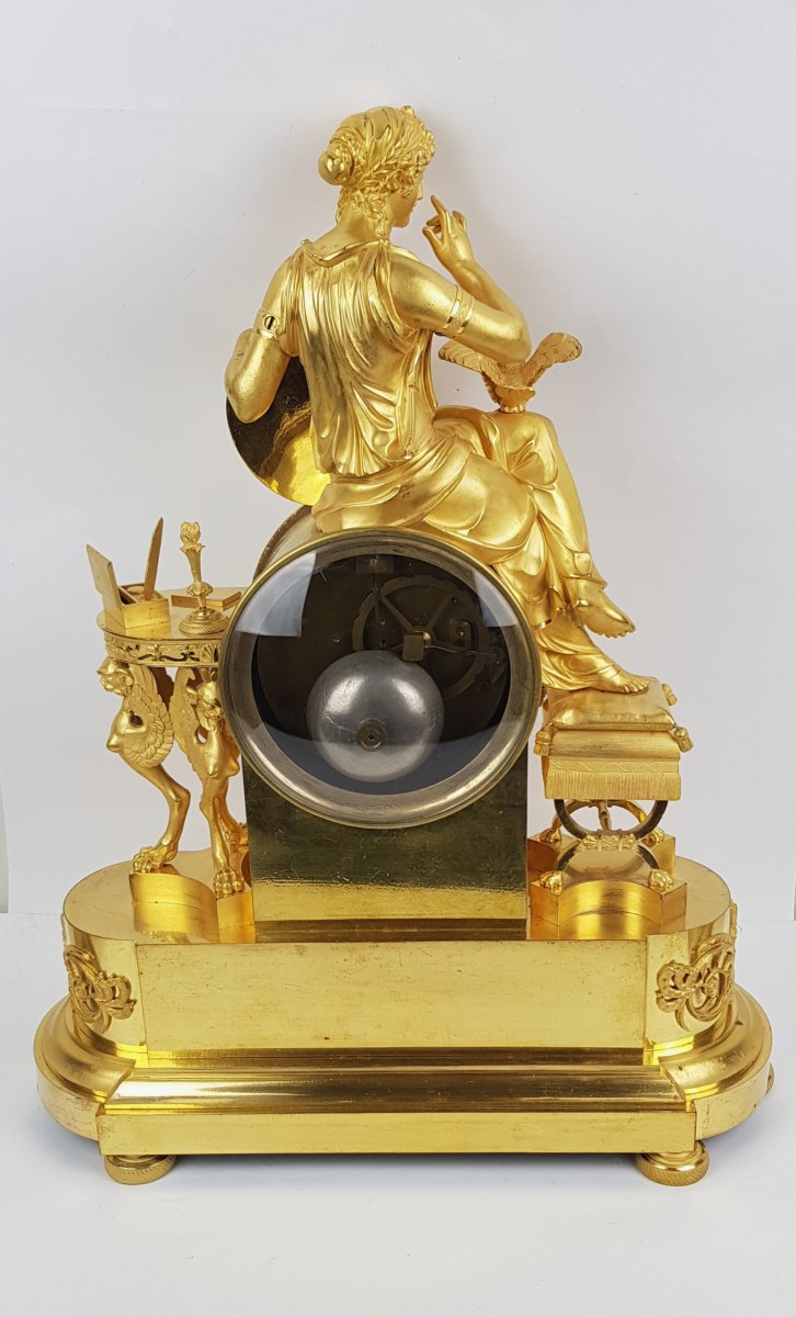 Grande pendule Empire en bronze doré  -photo-1