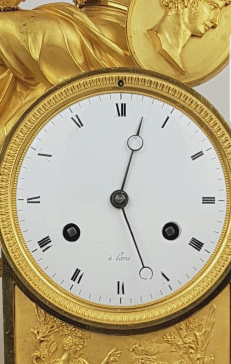 Grande pendule Empire en bronze doré  -photo-6