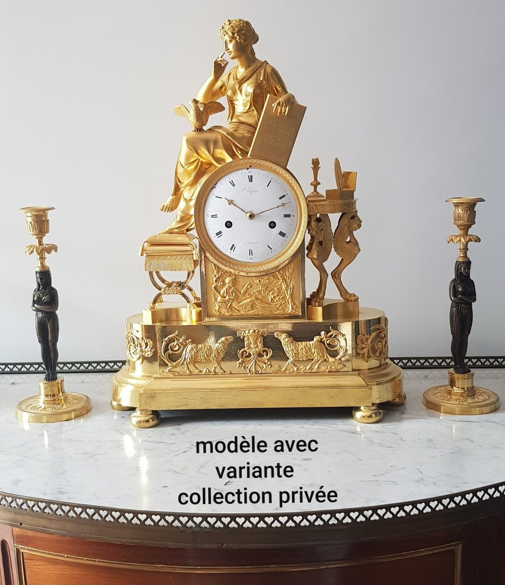 Grande pendule Empire en bronze doré  -photo-7