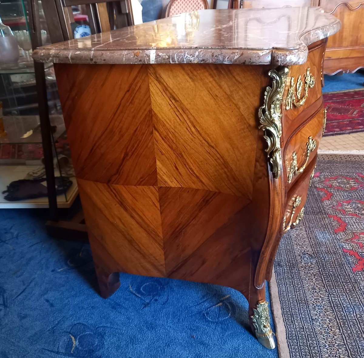 Chest Of Drawers Bois De Violette Royal Flanders Marble Top. 18th Century Regency Period-photo-4