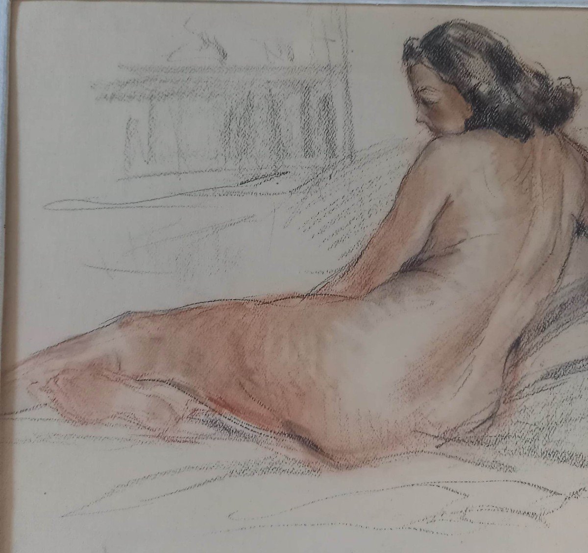 Yves Diey: Pastel "female Nude"-photo-4