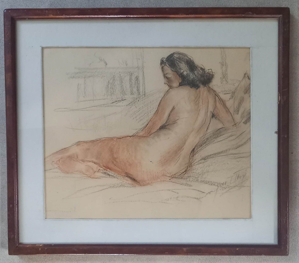 Yves Diey: Pastel "female Nude"