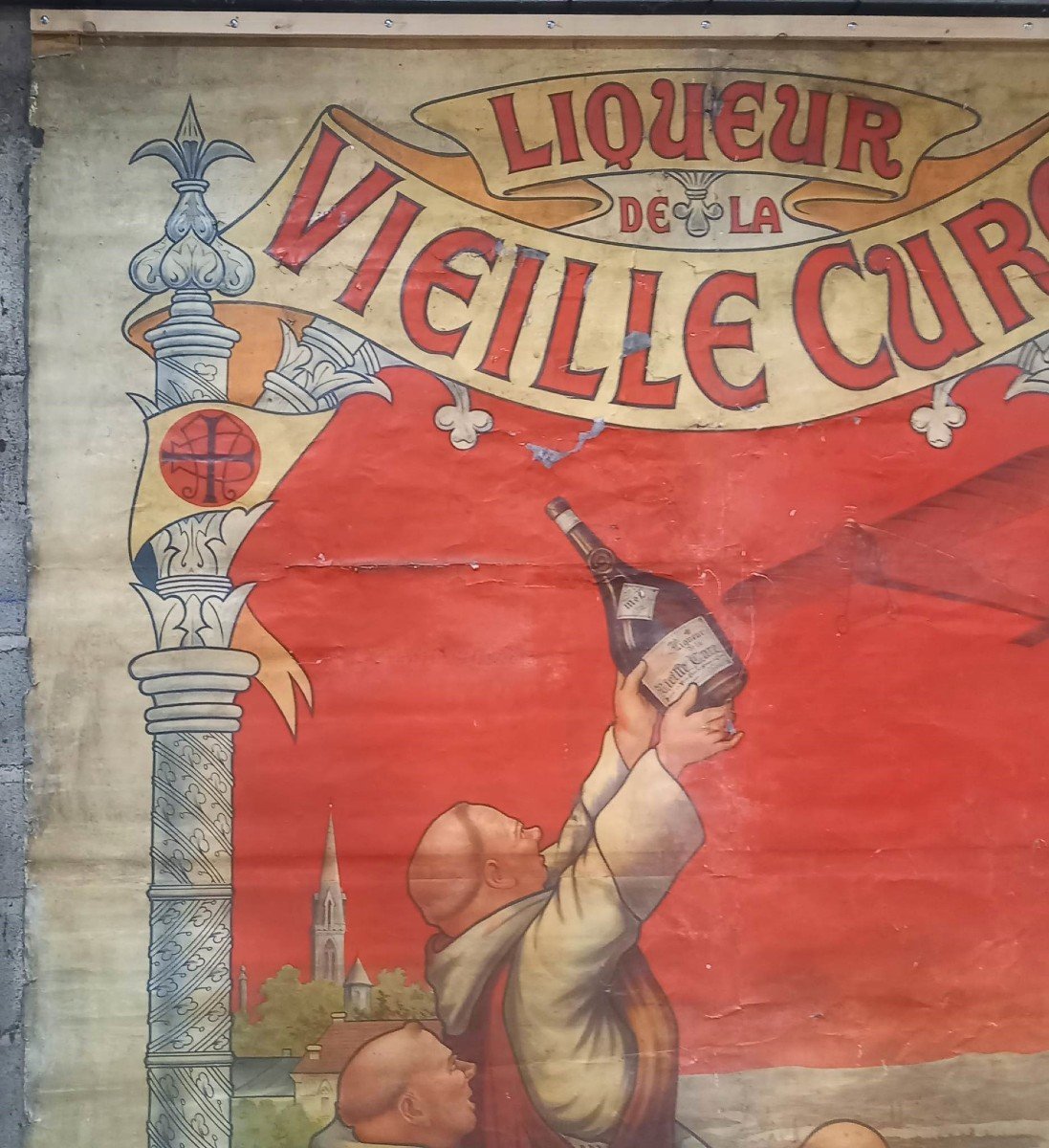 Very Large Poster Circa 1910 "liqueur De La Vieille Cure"-photo-2