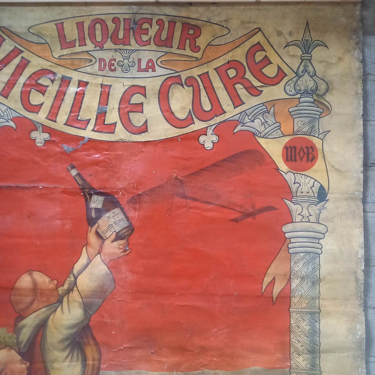 Very Large Poster Circa 1910 "liqueur De La Vieille Cure"-photo-3