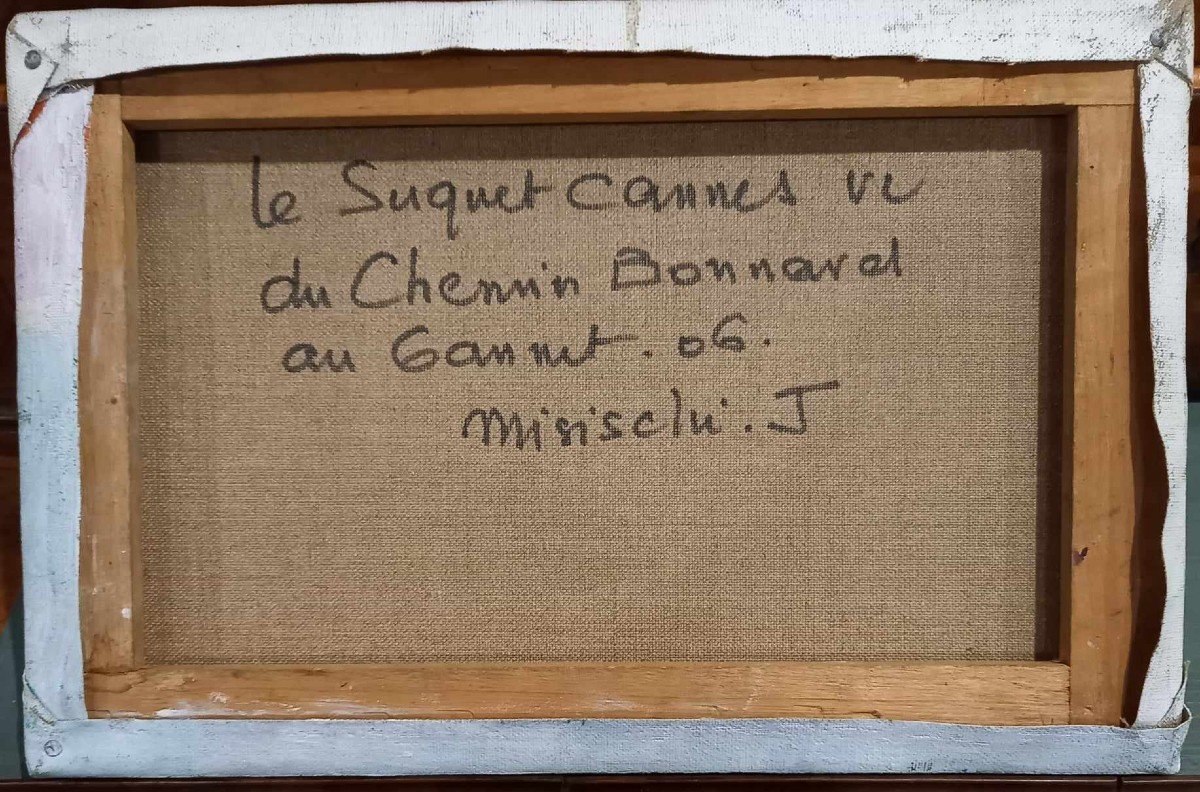 Jean Mistischi "Le Suquet, Cannes" Huile sur toile-photo-2