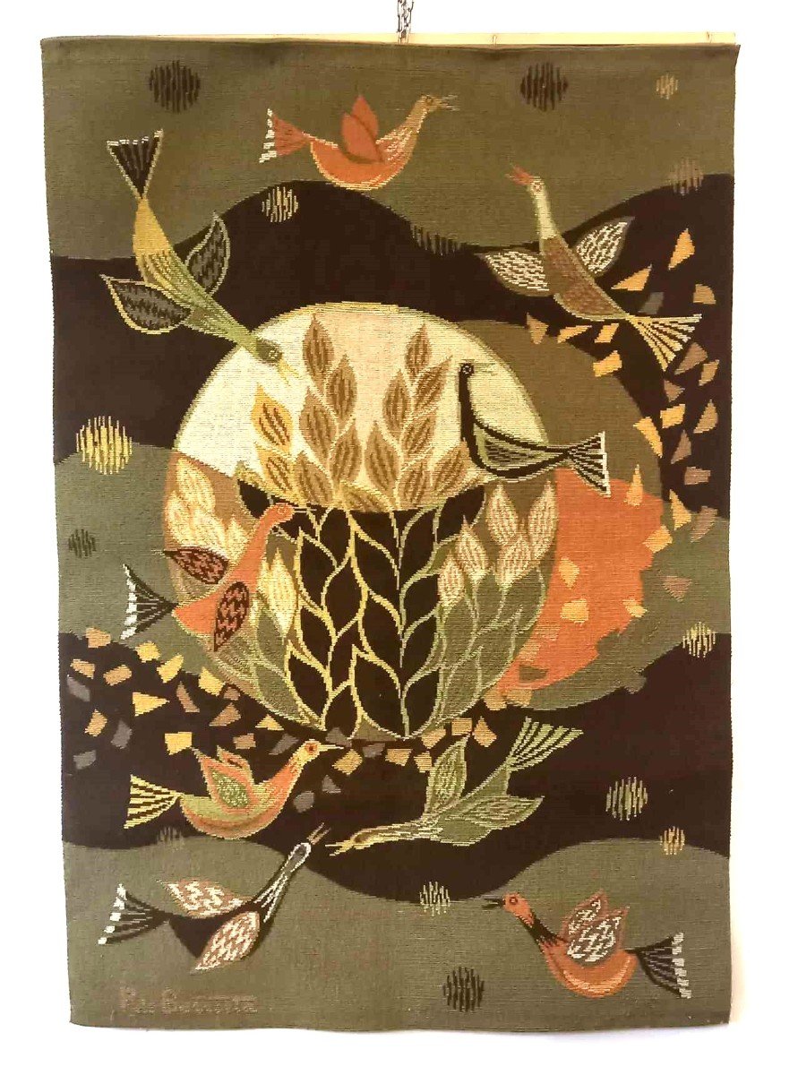 After Pierre Berroeta Mechanical Tapestry Allegory Of Birds-photo-1