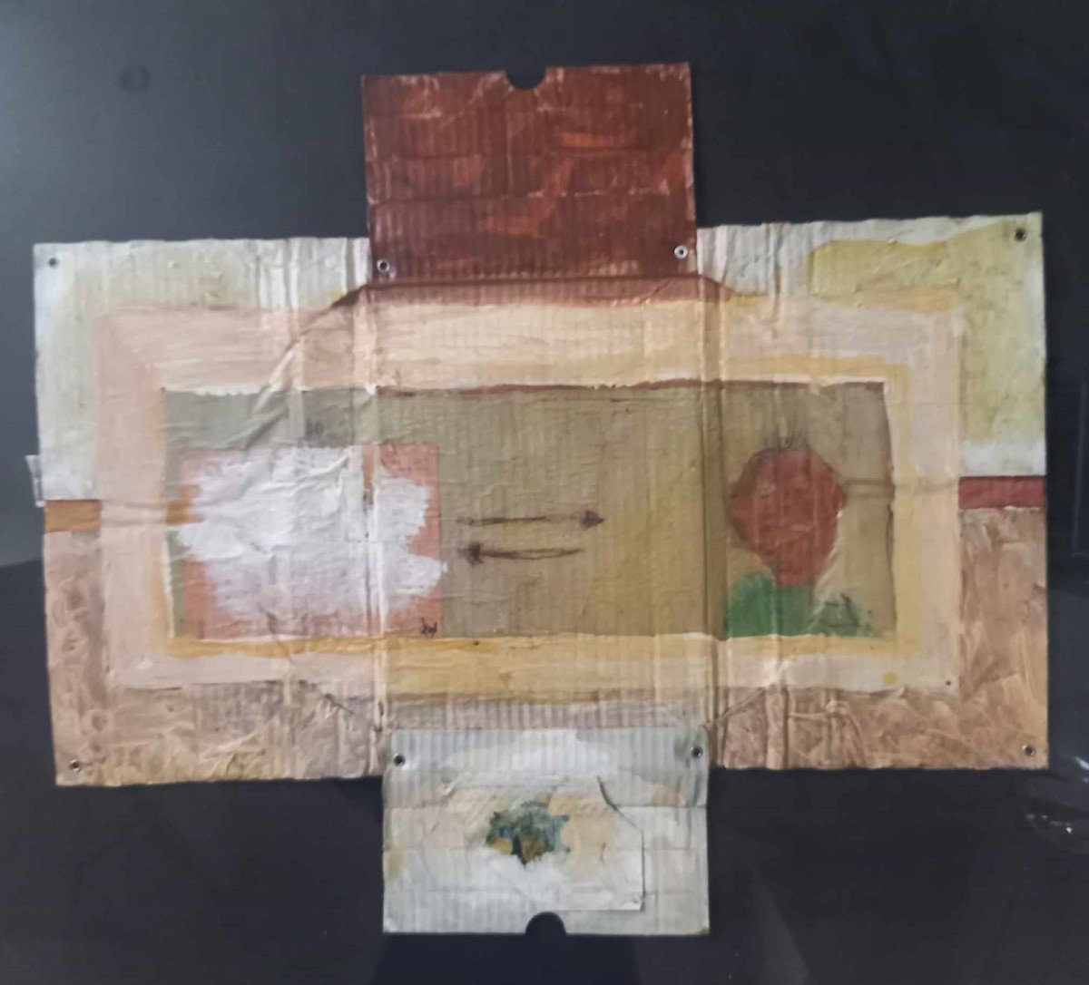 Daniel Spehr "der Ethnologue" Huile Sur Carton Ondulé, Encadrement Sous Verre-photo-2