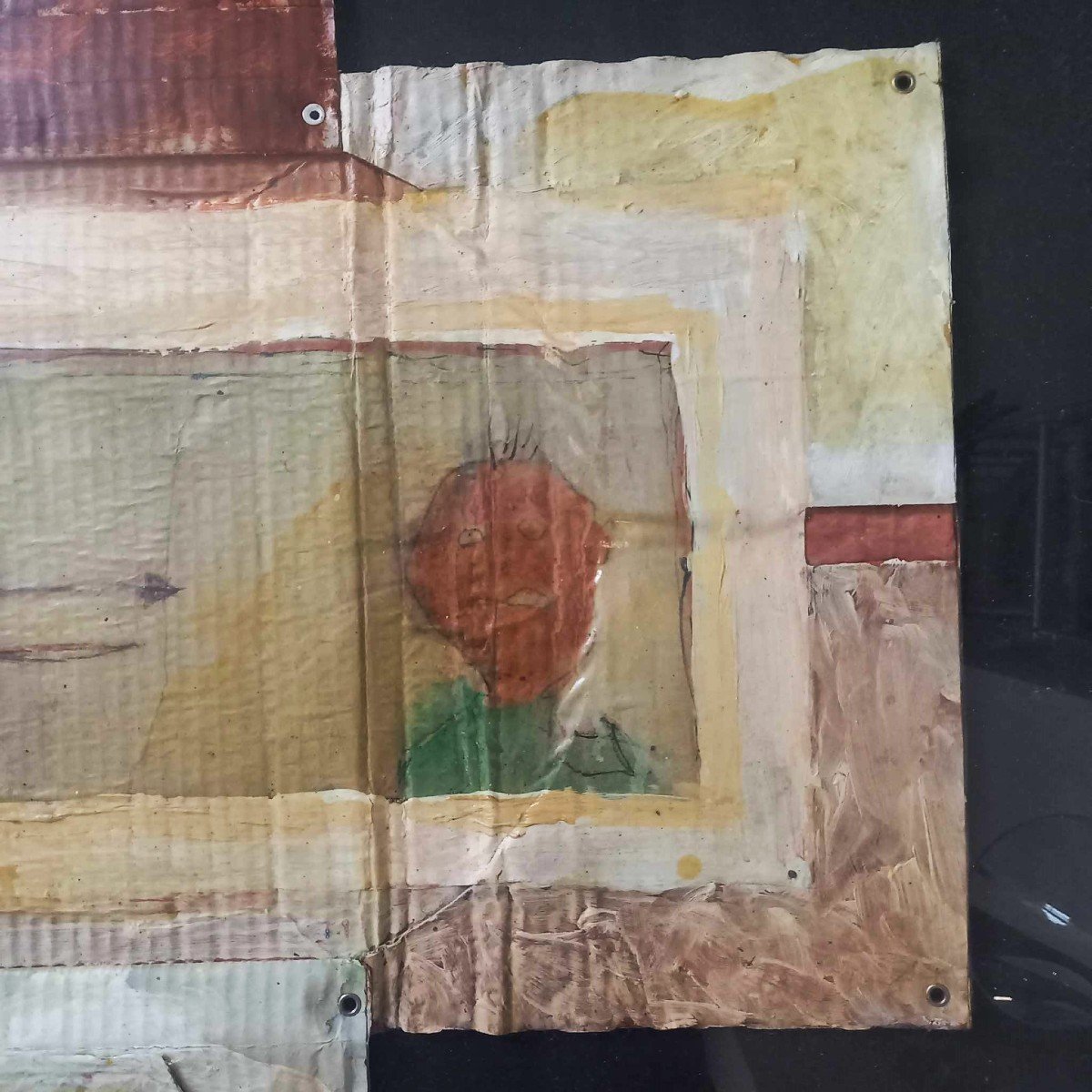 Daniel Spehr "der Ethnologue" Huile Sur Carton Ondulé, Encadrement Sous Verre-photo-2