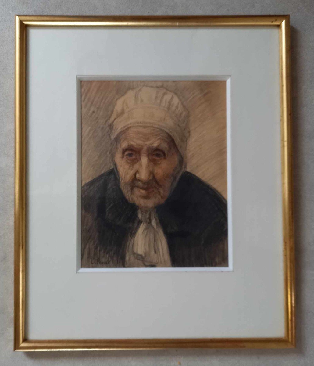 Lucien Pénat, (1873-1955) “old Woman In Bourbonnais” Drawing-photo-4
