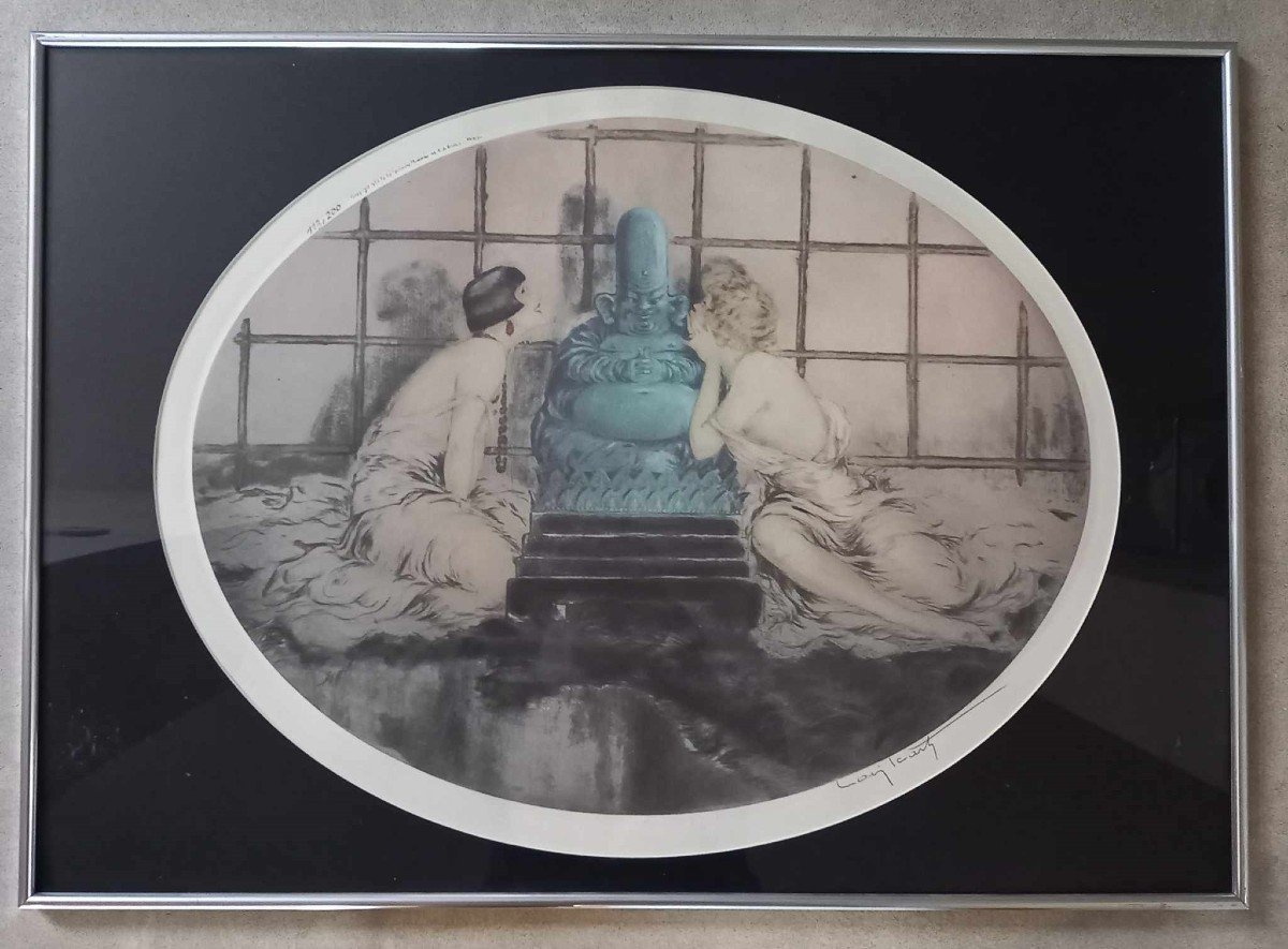 Louis Icart (1888-1950) « Elégantes Au Bouddha Bleu »