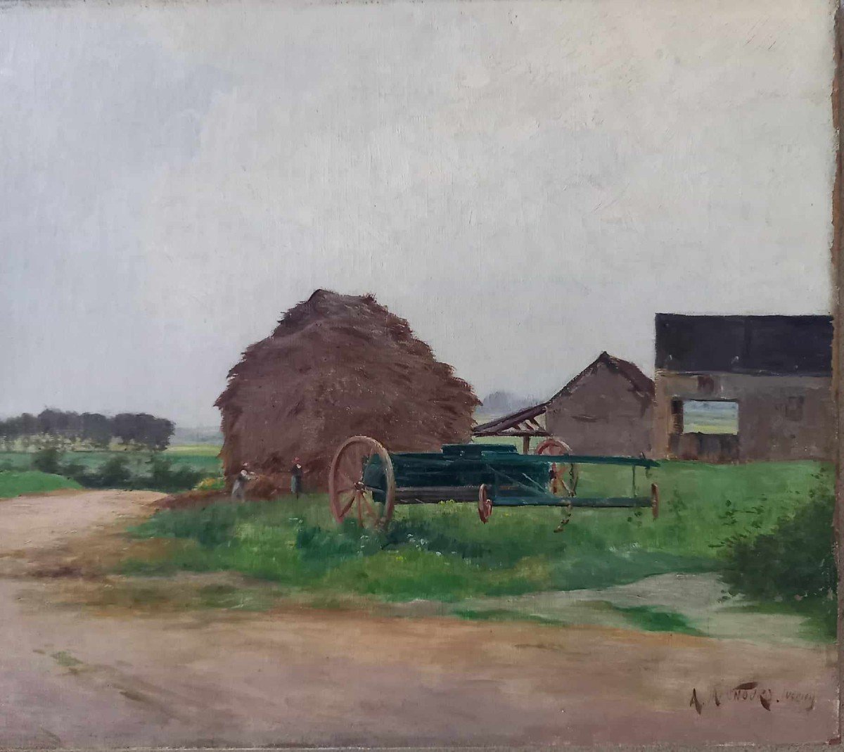 Armand Arsène Mannoury " Ferme Près d'Iverny, En Seine-et-marne" Huile / Toile-photo-2